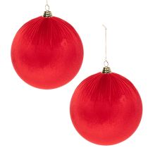 Artikel Weihnachtskugel Samt Rot 25 cm Set 2 Stück für Innenbereich
