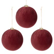 Artikel Weihnachtskugeln Samtoptik Weinrot 15 cm 3er Set für Innenbereich