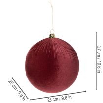 Artikel Weihnachtskugeln Samt Weinrot 25 cm Set aus 2 Stück