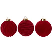 Artikel Samt-Weihnachtskugeln Bordeauxrot 8cm 12er-Pack Kunststoff