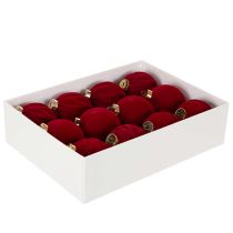 Artikel Samt-Weihnachtskugeln Bordeauxrot 8cm 12er-Pack Kunststoff