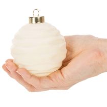 Artikel Weihnachtskugel-Set Cremeweiß mit Struktur 8 cm 12 Stück aus Kunststoff