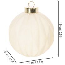 Artikel Weihnachtskugel-Set Cremeweiß mit Struktur 8 cm 12 Stück aus Kunststoff