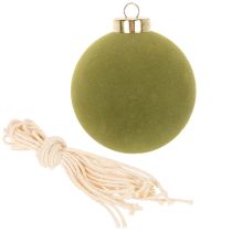 Artikel Weihnachtskugeln Kunststoff Moosgrün 8 cm 12 Stück mit Strukturmix
