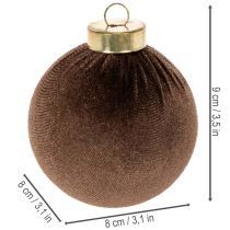 Artikel Weihnachtskugel-Set Samtoptik 8 cm Cremeweiß Beige Braun 12 Stück