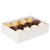 Artikel Weihnachtskugel-Set Samtoptik 8 cm Cremeweiß Beige Braun 12 Stück