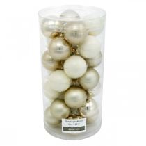 Artikel Christbaumkugeln Mini-Set aus Glas 24 teilig Weiß und Perlmutt Ø4cm