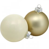 Artikel Christbaumkugel-Mix, Weihnachtsdeko, Mini-Baumschmuck Weiß/Perlmutt H4,5cm Ø4cm Echtglas 24 St