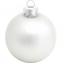 Artikel Baumanhänger, Schneekugel, Christbaumschmuck, Winterdeko Weiß H4,5cm Ø4cm Echtglas 24 St