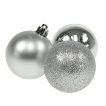 Artikel Weihnachtskugel Kunststoff Silber 6cm 10St