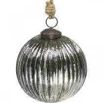 Weihnachtskugeln Glas Christbaumkugeln Silbern mit Rillen Ø10cm 2St