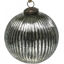 Weihnachtskugeln Glas Christbaumkugeln Silbern mit Rillen Ø12cm 2St