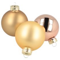 Artikel Weihnachtskugeln Gold und Rosé Echtglas Ø60mm 24 St