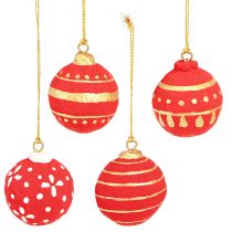 Artikel Weihnachtskugeln Pappmache zum Hängen Rot Ø5,5cm 4 St