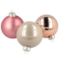 Artikel Weihnachtskugeln Rosa Grau Glas Kugeln Ø7,5cm 14 St