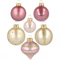 Artikel Weihnachtskugeln Glas Rosa Gelb Sortiert Ø4,5-7cm 20 St