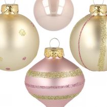 Artikel Weihnachtskugeln Glas Rosa Gelb Sortiert Ø4,5-7cm 20 St