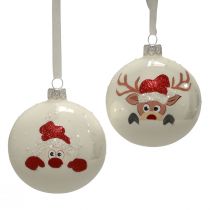 Weihnachtskugeln Glas Weiß Christbaumkugeln Winter Ø8cm 6St