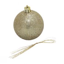 Artikel Weihnachtskugeln Kunststoff Champagner Glitter Matt Ø6cm 10 St
