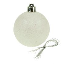 Weihnachtskugeln Plastik weiß-perlmutt Ø6cm 10St