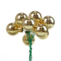 Artikel Weihnachtskugeln am Draht Glas Spiegelbeeren Gold 2,5cm 140 St