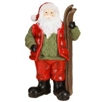 Artikel Weihnachtsmann Dekofigur mit Ski aus Polyresin 14×10,5×24,5cm Rot/Grün