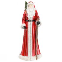 Artikel Weihnachtsmann Figur mit Korb, Rot Weiß Grün Gold, H36cm