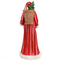 Artikel Weihnachtsmann Figur mit Korb Rot Weiß Grün Gold H36cm