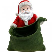 Artikel Weihnachtsmann Übertopf aus Polyresin 20×26 cm Rot-Grün