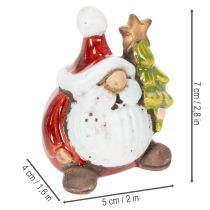 Artikel Weihnachtsmann-Figuren aus Keramik mit Tannenbaum, 7 cm, 2er-Set
