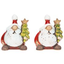 Artikel Weihnachtsmann-Figuren aus Keramik mit Tannenbaum, 7 cm, 2er-Set