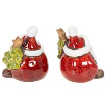 Artikel Weihnachtsmann-Figuren aus Keramik mit Tannenbaum, 7 cm, 2er-Set