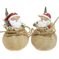 Deko Figur Weihnachtsmann im Sack Weihnachtsdeko Ø8cm/H13cm 2St