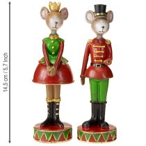 Artikel Weihnachtsdeko Figuren Mäusepaar Rotgrün Handbemalt