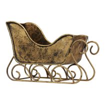 Weihnachtsschlitten Metall Deko Schlitten Gold 30×12×20cm