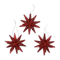 Weihnachtssterne Weihnachtsschmuck Rot Glitter Ø7cm 6St