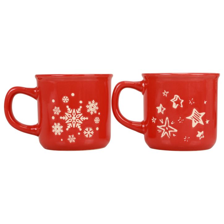 Weihnachtstassen Tasse Rot Keramiktasse H9cm 2St