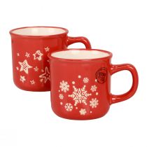 Weihnachtstassen Tasse Rot Keramiktasse H9cm 2St