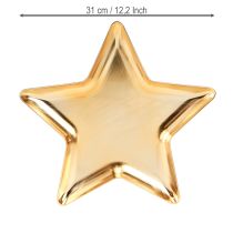 Artikel Weihnachtsteller Stern Deko Teller Gold Kunststoff Ø31cm