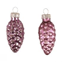 Weihnachtszapfen Glas Lila Glaszapfen Weihnachten 6,5cm 10St