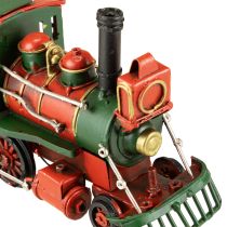 Artikel Weihnachtszug Dekoration aus Metall, 20 cm, Rot-Grün mit Weihnachtsbaum
