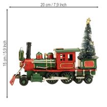 Artikel Weihnachtsdeko Metallzug mit Tanne in Grün-Rot für Tisch und Fensterbank