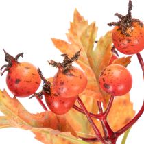 Artikel Künstlicher Weißdorn-Zweig mit Blättern und Beeren 62cm Orange-Rot