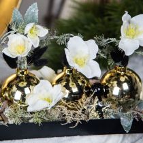 Weiße Christrosen Kunstblumen Weihnachten Gefrostet L40cm