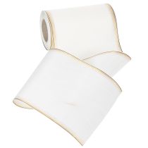 Artikel Weißes Taft-Kranzband mit Moiré-Effekt und Gold-Perlkante 175mm