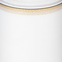 Artikel Weißes Taft-Kranzband mit Moiré-Effekt und Gold-Perlkante 175mm
