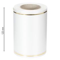 Artikel Weißes Satinband mit goldener Kante, Kranzband, 25 m x 125 mm, wasserfest
