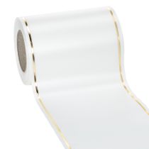 Artikel Weißes Satinband mit goldener Kante, Kranzband, 25 m x 125 mm, wasserfest