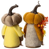 Artikel Herbstdeko Kürbiswichtel aus Stoff 16 cm, Orange-Braun, 2er-Set