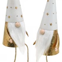 Artikel Weihnachtswichtel Deko-Figur Weiß, Gold, Metall, Ø6,5cm, H22cm, 2 Stück
